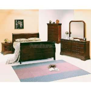 World Imports Louis Phillipe Cherry Sleigh Bedroom Set 