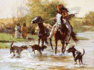 Howard Terpning YAPPING DOGS, Native American, Apache, giclee canvas 