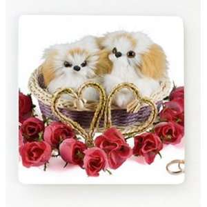    Two Dogs in a Valentines Day Basket Magnet