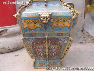 China Rare Royal bronze cloisonne Bird Beast Jar Vase  