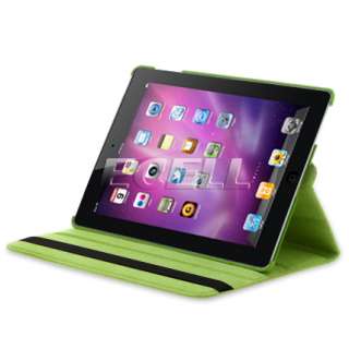 LIME GREEN ROTATING LEATHER CASE STAND FOR APPLE iPAD 2  