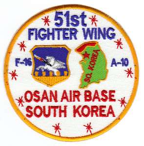 USAF PATCH, 51ST FIGHTER WING, OSAN AIR BASE KOREA Y  