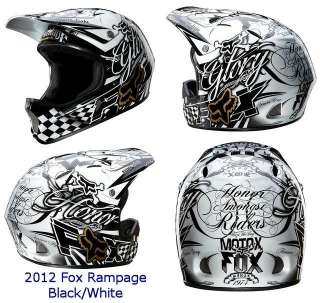 2012 Fox Rampage DH MTB Helmet Black/White Cycle Mountain Bike Full 