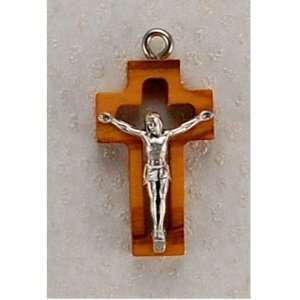  OLIVE WOOD CRUCIFIX, CORDED AND CARDED 