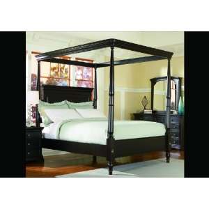  King Size Espresso Finish Wood Canopy Post Poster Bed
