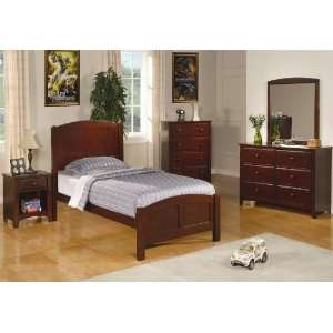 4pc Youth Pine Wood Twin Size Bedroom Set in Rich Cappuccino Finish