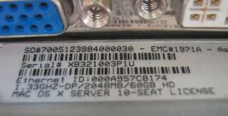 MAC 0S X SERVER DUAL PROCESSOR 2048MB 1.33 Ghz XSERVE  