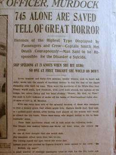   newspaper w 4 full banner headlines TITANIC SINKS & 1595 DEAD   wPics