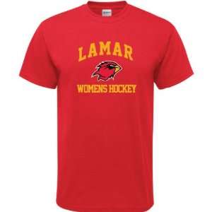  Lamar Cardinals Red Womens Hockey Arch T Shirt Sports 