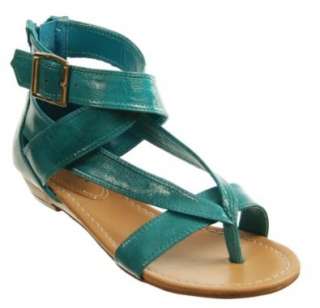 Breckelles Melisa 07 Strappy Flat Sandals   Blue  Shoes