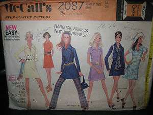 Vintage McCalls #2087 Dress in 2 Lengths/Pants Pattern   Size 14/Bust 