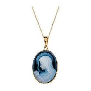  Madonna Blue Agate Cameo Necklace Italy Jewelry