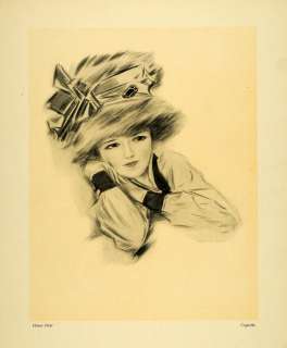 1911 Print Coquette Henry Hutt Woman Portrait Female Artwork Hat Style 