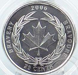 CANADA 2006 BRAVERY 25 CENTS GEM UNCIRCULATED~FREE SHIP  