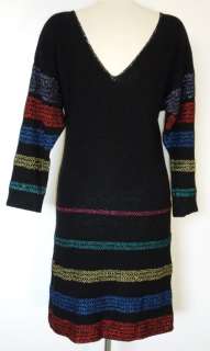 REGINA ULLMANN black/metallic colors WOOL KNIT sweater dress S  