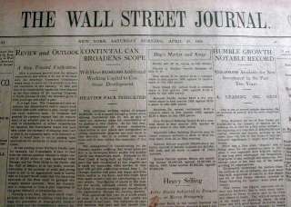 Wall Street Journal newspapers 1929 & 1931 Before & After STOCK MARKET 