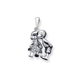  Sterling Silver Antiqued Boy Kissing Girl Jewelry