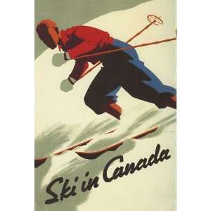  SKI IN CANADA SKIING WINTER SPORTS VINTAGE POSTER 