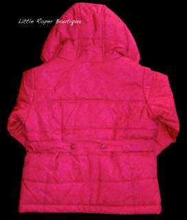 Girls Lands End Pink Jacket Parka Sz 4 Small S Pattern Weatherly Iris 