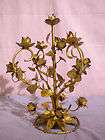 Antique Toleware Italian Gold Metal 5 Candle Candle Holder wtih Roses