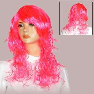  Cosplay Pink Curly Wavy Hair Wig Hairpiece W Bangs Beauty