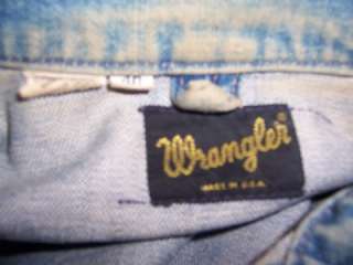   wrangler pleated w/ dots zip up denim jacket 2c2 buttons sz 40 USA