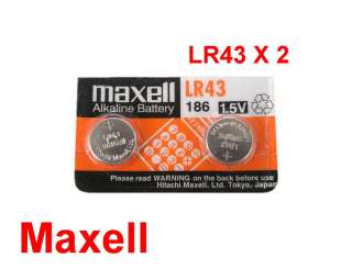 Maxell LR43 AG12 186 1.5 Volt Alkaline Battery x 2  