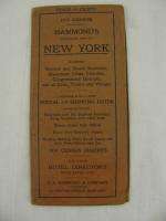 Antique 1910 New York Pocket Map Railroad Congressional Districts 