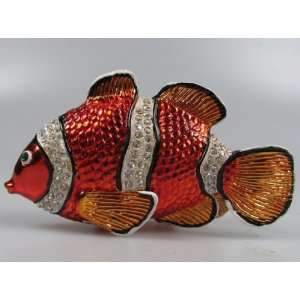  Crystal Jeweled Trinket Box   Clown Fishes J519