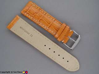 High quality leather watch strap CROCO Light Brown 24mm  