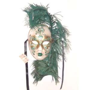  Green Piuma Volta Acquario Venetian Mask