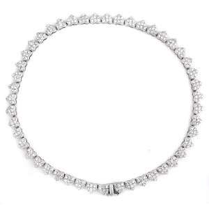  Pave set C.Z. Diamonds Rhodium Plated Heart Necklace (Nice 