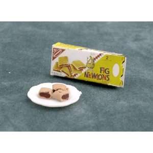   Miniature Fig Newton Box with Plate of Fig Newtons 