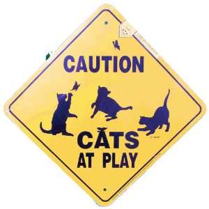  Cats at Play Caution Yard Sign