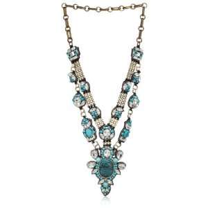    Ranjana Khan Turquoise Embroidered Fanned Necklace Jewelry