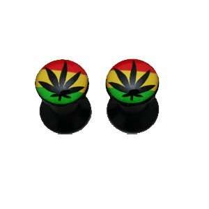 Rastafarian Colors Marijuana Leaf Ear Plug 6mm (2G)   Fashion Ear 