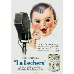    La Lechera condense milk. Vintage Cuban Ad.