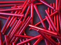 Real Deep Red Silver Lined 30mm Czech Bugle Beads  