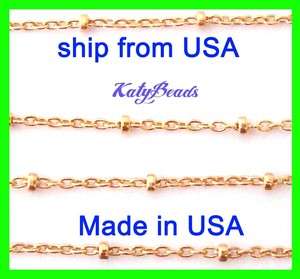 3ft 14k Gold Filled 1mm cable loose Chain with 2mm bead by foot Made 
