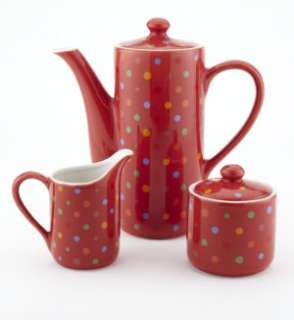 Polka Dot Coffee/Teapot, Creamer & Sugar Bowl Gift Set, 20 oz