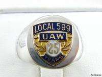 UNITED AUTO WORKERS UAW Union Gold Sterling Silver RING  