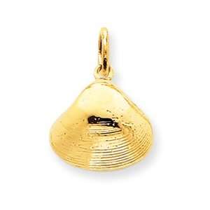 14k Gold Polished Open Backed Oyster Shell Charm Jewelry