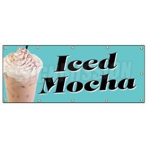  48x120 ICED MOCHA BANNER SIGN coffee signs cold stand 