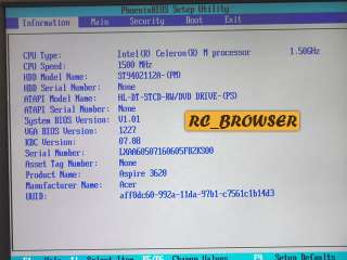 Acer 2420 3620 MOTHERBOARD MBTB201001.Works Good  