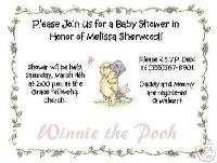 12 Classic Pooh Girl Baby Shower/birthday Invitations  