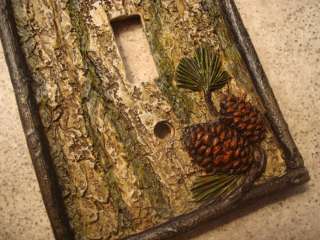 PINE CONE BARK LODGE CABIN LIGHT SWITCH PLATE COVER New  