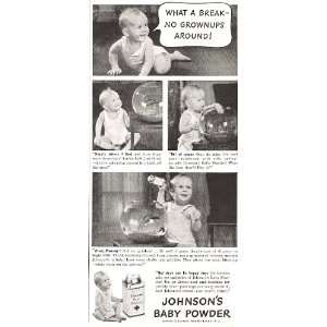  Johnsons Baby Powder 1941 Original Advertisement with Baby 