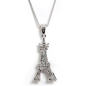  Silver Plated Eiffel Flat Tower Charm and Chain 