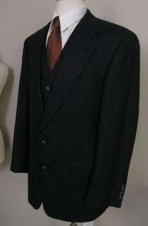 Austin Reed Vintage 3 Piece Suit Navy Glen 41R 35W  