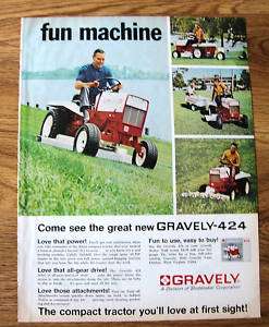 1968 Lawn Tractor Lawnmower Ad New Gravely   424  